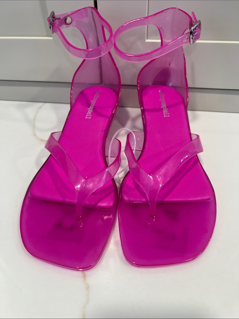 Jeffrey Campbell Neon Pink Jelly Ankle-Strap Sandals - Picture 3 of 6